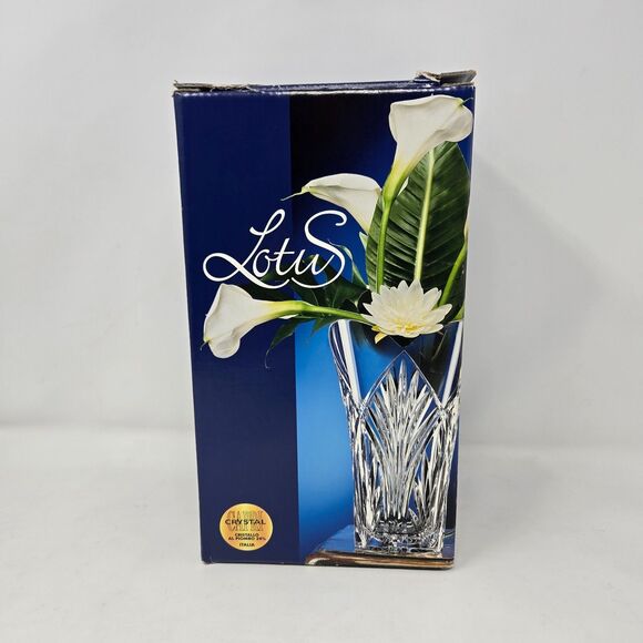 Capri Crystal Lotus Clear Vase 10" x 3.25" Genuine 24% Leaded Crystal New in Box - Picture 12 of 13